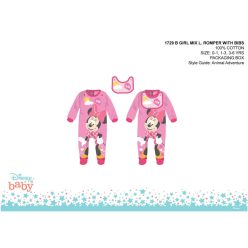   Disney Minnie Mouse baby onesie with bib - pink-red - for 0-1 month old baby