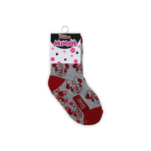 Non-slip children's plush socks - Minnie Mouse - full plush - Minnie head - gray - 23-26
