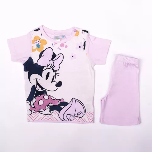 Minnie Mouse girl cotton summer outfit - t-shirt-shorts set - light pink - 80