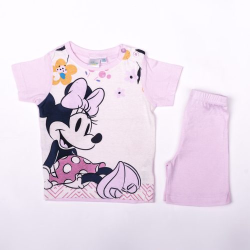 Minnie Mouse girl cotton summer outfit - t-shirt-shorts set - light pink - 86