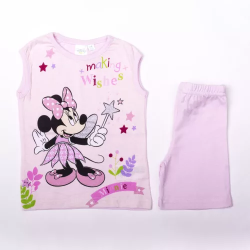 Minnie Mouse girl cotton summer outfit - tank top-shorts set - light pink - 92