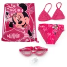 Disney Minnie Egér 3 részes strand szett (tornazsák+úszószemüveg+bikini fürdőruha szett) 5-6 éves korig