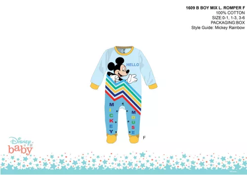 Disney Mickey Mouse baby onesie - light blue-yellow - for 0-1 month old baby