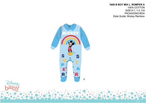 Disney Mickey Mouse baby onesie - with collar - light blue-light blue - for 0-1 month old baby