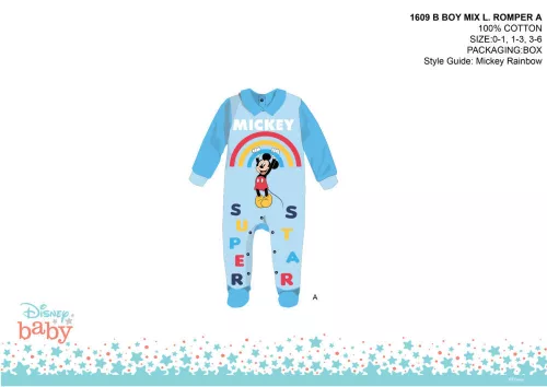 Disney Mickey Mouse baby onesie - with collar - light blue-light blue - for 3-6 month old baby