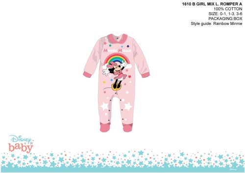 Disney Minnie Mouse baby onesie - with collar - with Minnie Mouse print - light pink-pink - for 0-1 month old baby