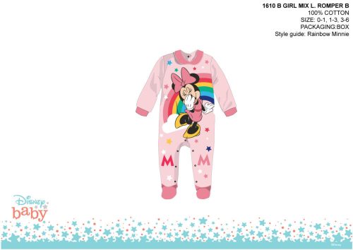 Disney Minnie Mouse baby onesie - with collar - light pink-pink - for 1-3 month old baby