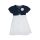 Denim - summer dress with acid-washed material combination - cotton dress - white-denim blue - 122
