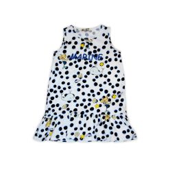   Whale and mermaid patterned sleeveless cotton dress for girls - white-blue - 110
