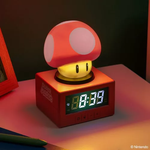 Super Mario gomba ébresztőóra éjszakai fénnyel