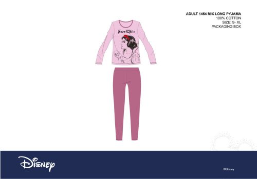Disney Snow White women's jersey pajamas - cotton pajamas - light pink-purple - XS