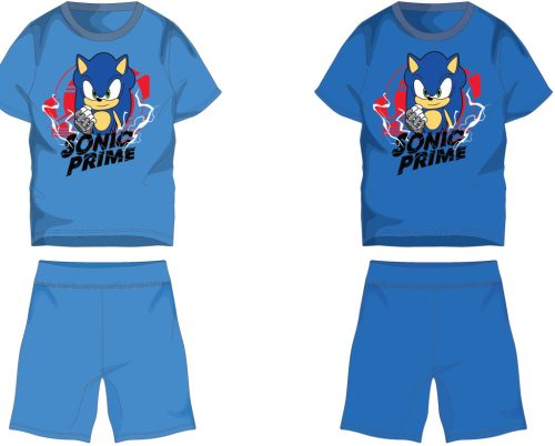 Sonic pamut nyári együttes - póló-rövidnadrág szett - középkék - 128