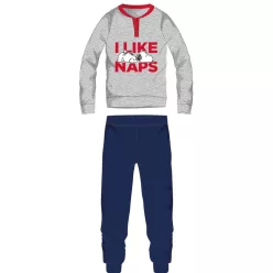   Snoopy men's thin cotton pajamas - jersey pajamas - light gray-dark blue