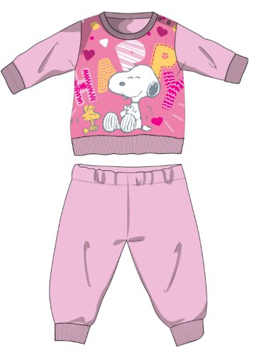 Snoopy long slim baby pajamas - cotton jersey pajamas - light pink - 92
