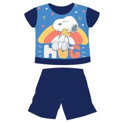   Snoopy short-sleeved summer cotton baby pajamas - dark blue - 98