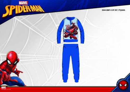 Winter cotton interlock kids pajamas - Spiderman - navy blue - 128