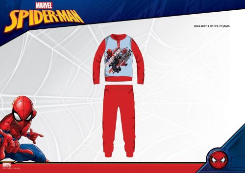Winter cotton interlock kids pajamas - Spiderman - red - 128