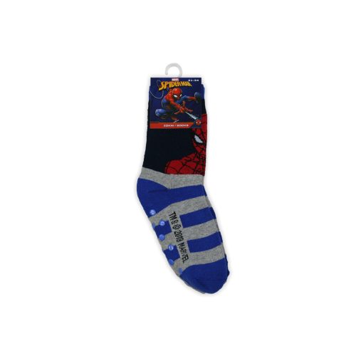 Non-slip children's plush socks - Spiderman - full plush - dark blue-medium blue - 27-30