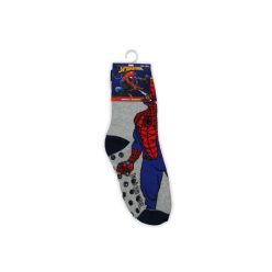   Non-slip children's plush socks - Spiderman - full plush - gray-blue - 27-30