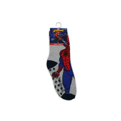 Non-slip children's plush socks - Spiderman - full plush - gray-blue - 27-30