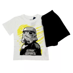   Star Wars children's short-sleeved cotton pajamas - Black/White
