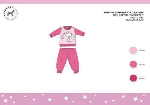 Winter interlock cotton baby pajamas - Unicorn - pink - 98