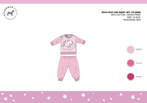 Winter interlock cotton baby pajamas - Unicorn - light pink - 92
