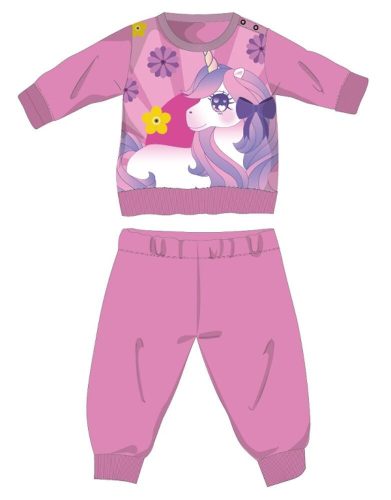 Unicorn winter thick baby pajamas - flannel pajamas - dark rose pink - 86