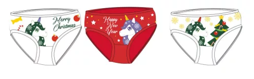 Unicorn Christmas girl panties - 3-piece cotton panties