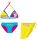 Unicorn swimsuit set - bikini with triangle top+skirt for girls - turquoise-pink-yellow - 104