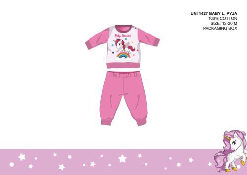 Unicorn baby pajamas - jersey cotton pajamas - rose pink - 98