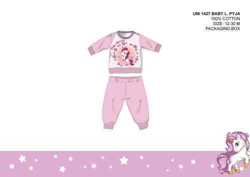 Unicorn baby pajamas - jersey cotton pajamas - light pink - 92