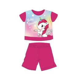   Unicorn summer short sleeve baby pajamas - cotton jersey pajamas - pink - 92