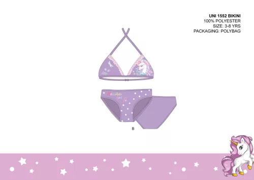 Unicorn two-piece swimsuit for girls - bikini with triangle top - light purple - 104